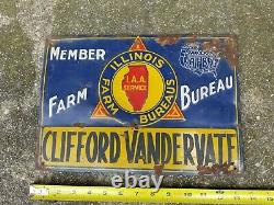 Vintage Original Illinois Farm Bureau Painted Tin Sign Scioto Sign Co