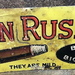 Vintage Original JOHN RUSKIN CIGAR 1930s Tin Embossed ADVERTISING TOBACCO SIGN