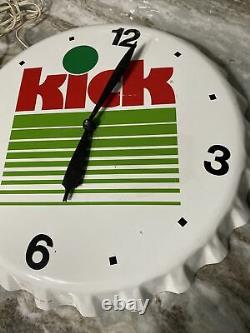 Vintage Original Kick Soda Bottle Cap Electric Clock Tin Sign Advertising 1990s