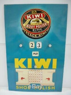 Vintage Original Kiwi Boot Shoe Polish Tin Calendar Sign. Made In England