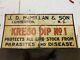 Vintage Original Kreso Dip No 1 Painted Tin Tacker Sign Jd Mcmillan & Son