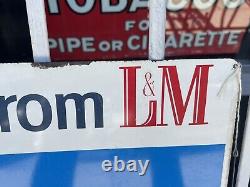 Vintage Original L&M Cigarettes Embossed Metal Tin Tacker General Store Sign