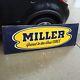 Vintage Original Miller Tires Sign Embossed Tin On Wood Frame 60 X 20 Rare