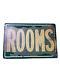 Vintage Original Nos Rooms Tourist Tin Metal Sign