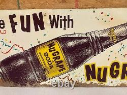 Vintage Original NuGrape Soda Tin Sign Have Fun With NuGrape Rare 30 x 12
