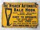Vintage Original Nygren Bale Hook Farm Equipment Embossed Tin Sign 9.5x14