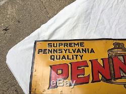 Vintage Original PENNZOIL Safe Lubrication Embossed Tin Sign