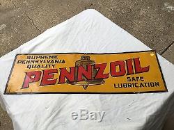Vintage Original PENNZOIL Safe Lubrication Embossed Tin Sign