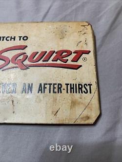 Vintage Original RARE Squirt Boy Soda Rack Topper Tin Sign