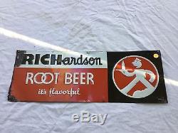Vintage Original RICHARDSON ROOT BEER Embossed Tin Sign