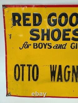 Vintage Original Red Goose Shoes Tin Embossed Robertson Sign St. Louis, MO