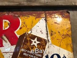 Vintage Original STAR Tobacco Embossed Tin Tacker Sign Barn Garage Farm