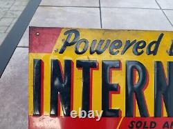 Vintage Original Sign Powered By International SST Tin Embossed