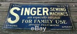 Vintage Original Singer Sewing Machine Dealer Advertising Early Tin Sign