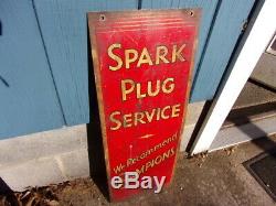 Vintage Original Spark Plug Service 10-1/2 X 27 Champion Tin Advertising Sign