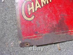 Vintage Original Spark Plug Service 10-1/2 X 27 Champion Tin Advertising Sign