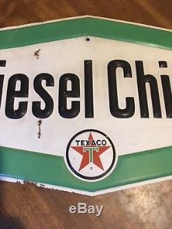 Vintage Original Texaco Embossed Tin Rare Gas Pump Diesel Chief Sign