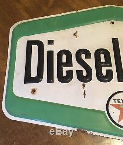 Vintage Original Texaco Embossed Tin Rare Gas Pump Diesel Chief Sign