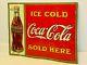 Vintage Original Tin Ice Cold Coca-cola Sold Here Sign, 1931, Bottle