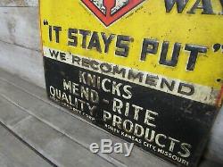 Vintage Original Tin Knicks Mend-Rite Tubes Tires Repaired Missouri Display Sign