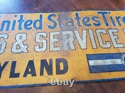 Vintage Original Tin Sign United States Tires At Rayland Ohio