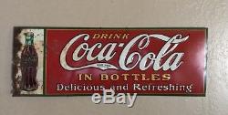 Vintage Original Tin Tacker Drink Coca-Cola In Bottles Sign (1931)