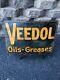 Vintage Original Veedol Oils Greases Tin Tacker Gas Station Advertising Sign