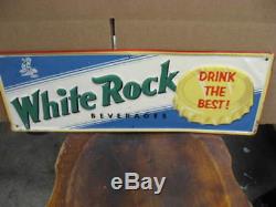 Vintage Original White Rock Beverages Embossed Tin Soda Pop Advertising Sign