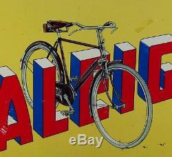 Vintage Original c1950 Raleigh Cycles Lithographed Tin Sign