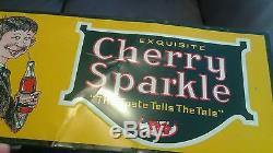 Vintage Original circa 1920's Cherry Sparkle Soda Tin over Cardboard Metal Sign