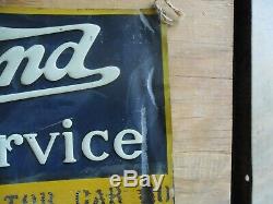 Vintage Overland Service Tin Sign Bottom Half Hand Painted New Berlin Motor Car