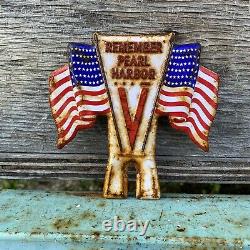 Vintage PEARL HARBOR Tin License Plate Topper American Flag Gas Oil RARE Sign