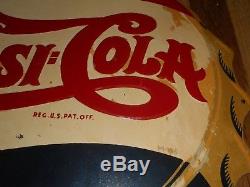 Vintage PEPSI DOUBLE DOT EMBOSSED Bottle Cap Soda Advertising Tin Metal SIGN