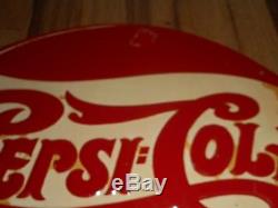 Vintage PEPSI DOUBLE DOT EMBOSSED Bottle Cap Soda Advertising Tin Metal SIGN