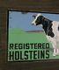 Vintage Painted Tin Dbbl Sided Registered Holsteins Sign. Cow Farm