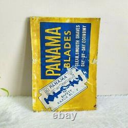 Vintage Panama Stainless Blades Advertising Tin Sign Board Shaving Collectibles