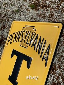Vintage Pennsylvania Tires Embossed Metal Sign Tin Tacker USA Keystone Gas Oil