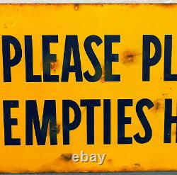 Vintage Pepsi Cola Please Place Empties Here Tin Rack Sign Topper
