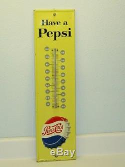 Vintage Pepsi-Cola Thermometer'Have A Pepsi' Advertising Soda, Tin Metal 1965