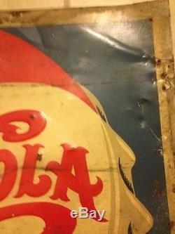 Vintage Pepsi Cola Tin Sign Soda Pop Advertisement 1930's