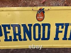 Vintage Pernod Fils Sign Absinthe Tin Metal Advertising Sign 6 1/2 X 14 1/2