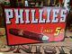 Vintage Phillies Cigar Store 5¢ Embossed Tin Sign Advertising Tobacco Mercantile