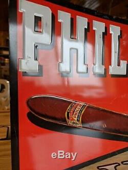 Vintage Phillies cigar store 5¢ embossed tin sign advertising tobacco mercantile