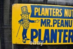 Vintage Planters Mr. Peanut Rare Original Rack Sign, Tin, 23
