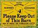Vintage Please Keep Out Of This Barn Wisconsin Dairymen's Association Tin Sign