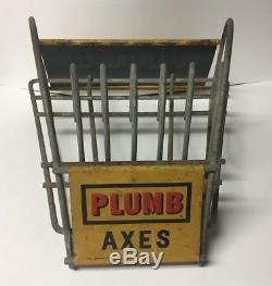 Vintage Plumb Axes Display Rack Holder Tin Signs