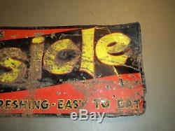Vintage Popsicle Metal Tin Sign 28 X 10 Everybody Likes Refreshing Easy To Eat