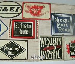 Vintage Post Cereal Tin Railroad Signs Complete Set 1950's