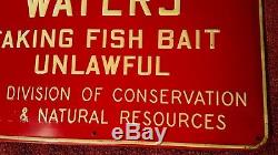 Vintage Propagation Waters Taking Fish Bait Unlawful Ohio Conservation Tin Sign