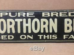 Vintage Pure Bred Shorthorn Bull Used On This Farm Tin Sign Rare Country